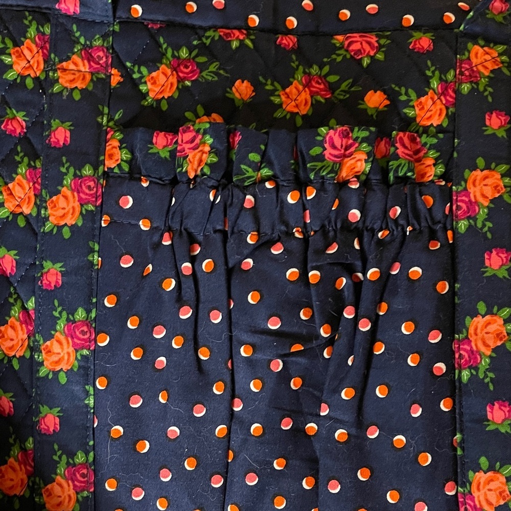 Whimsical Navy Floral and Polka Dot Tote Bag NWT Large - Picture 5 of 7